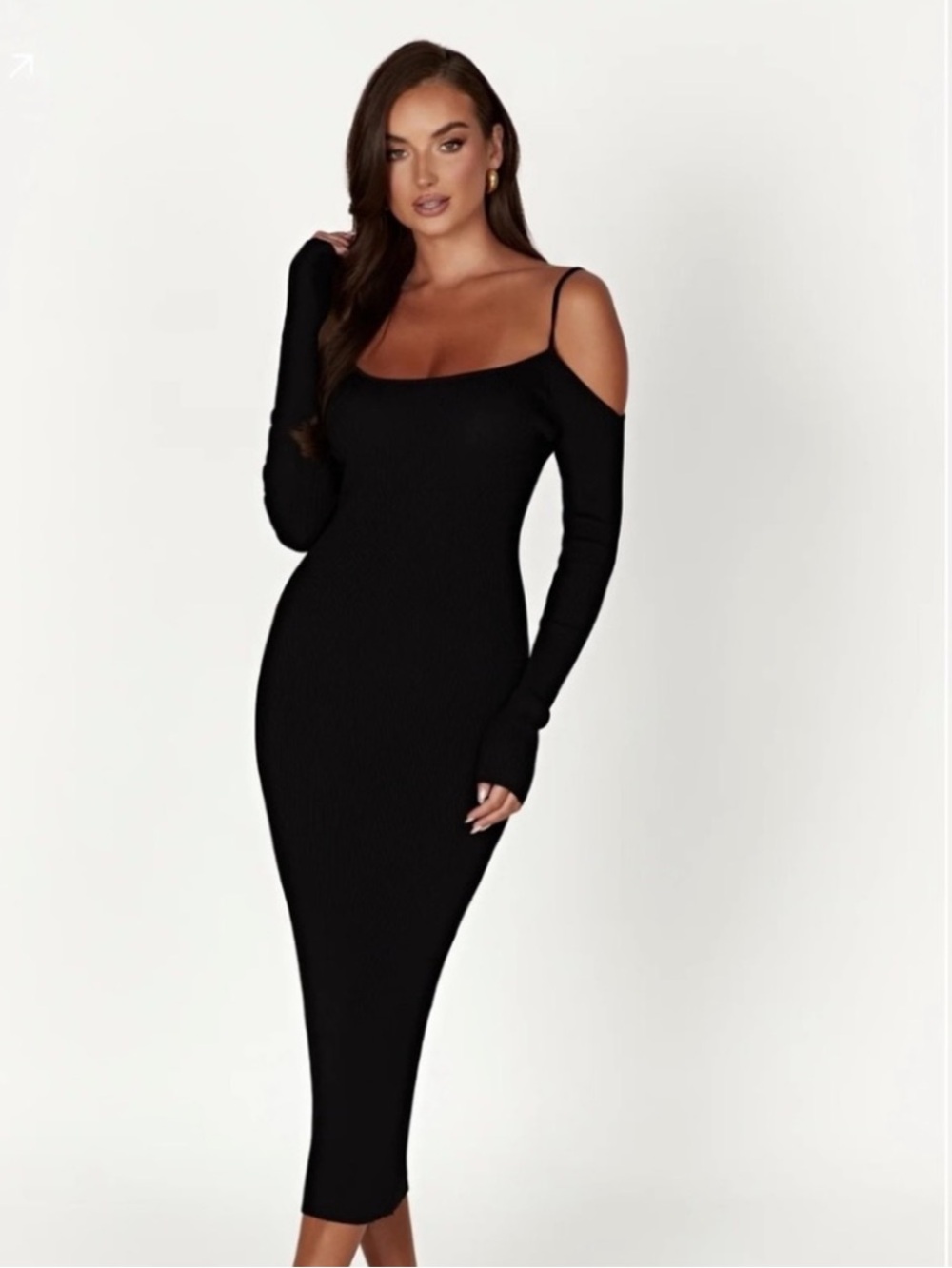 Meshki black knit midi dress